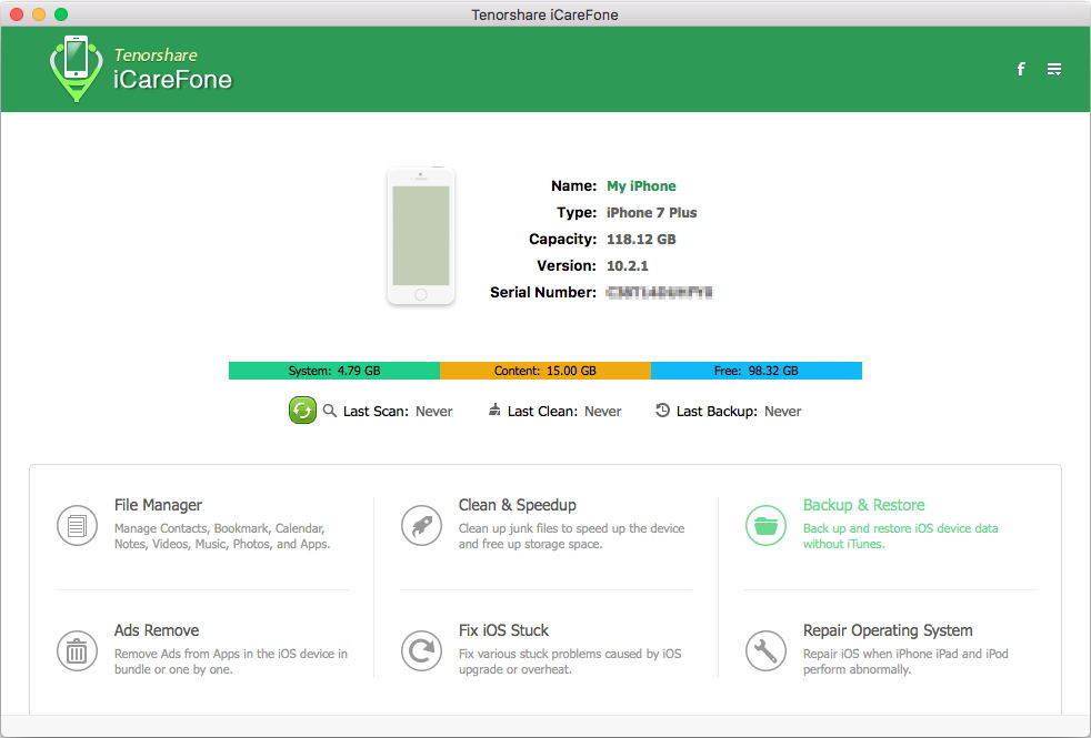Tenorshare iPhone Care Pro – iOS 设备优化软件[OS X][$39.95→0]丨反斗限免