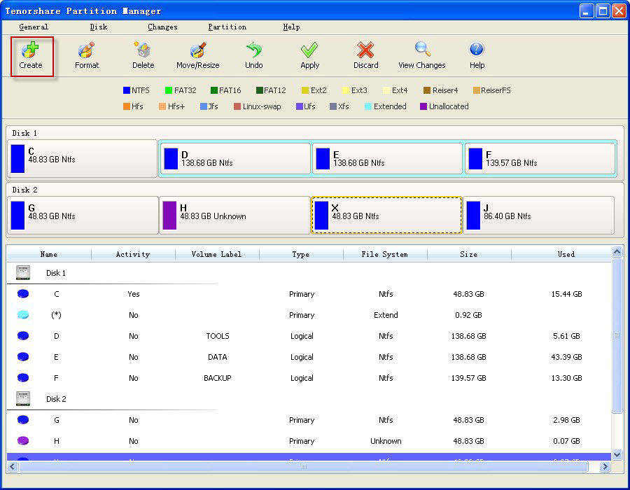 partition manager screenshots