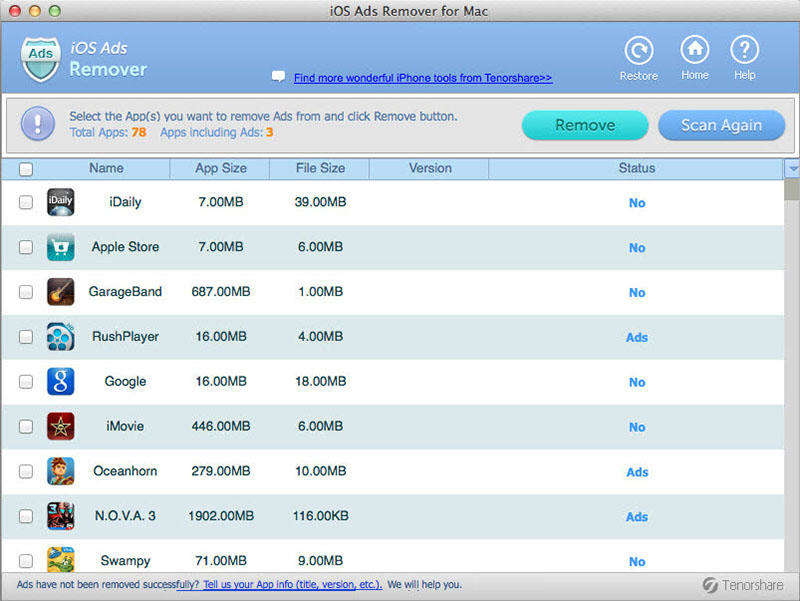 Tenorshare iOS Ads Remover for Mac