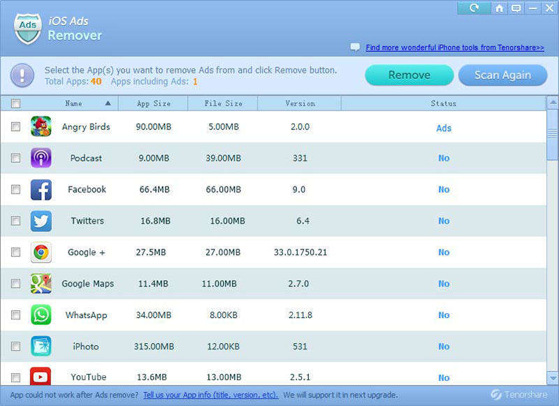 iPhone/iPad/iPod app ads remover software