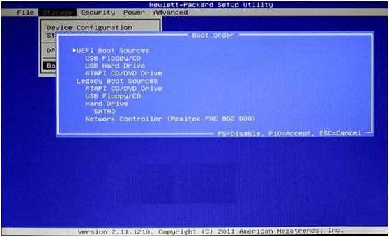 insydeh20 setup utility hp usb boot