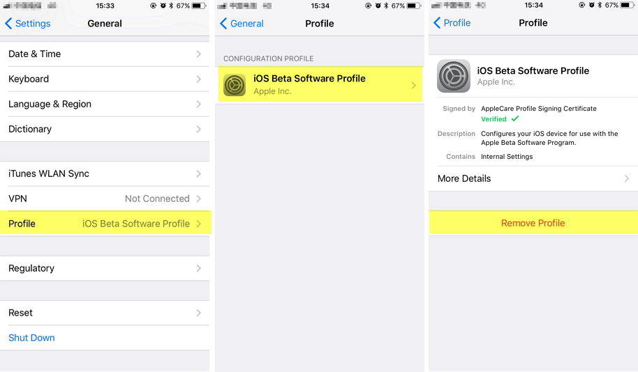 beta ios 10 profile download