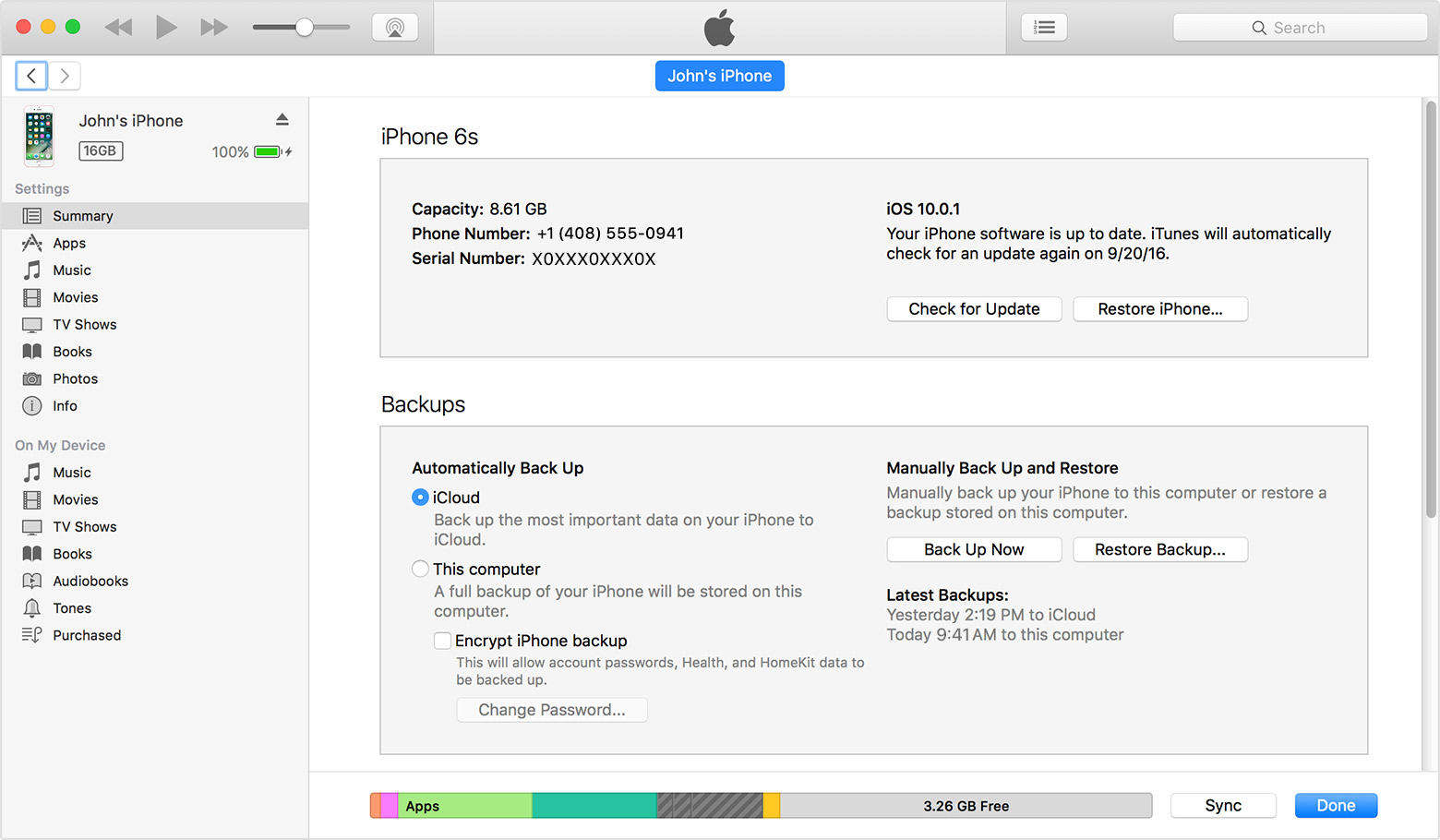 backup iphone 6 to itunes